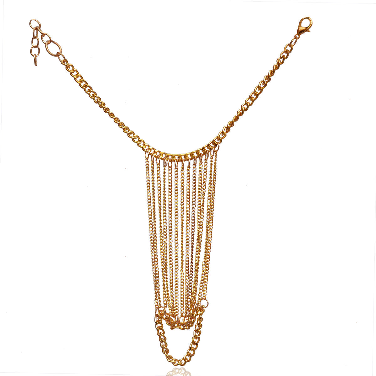 Gold-Polished Alloy Designer Hand Harness Bracelet - The Pari