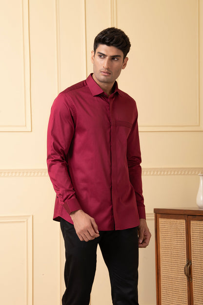 Ragic Red Pintuck Shirt by Hilo Design