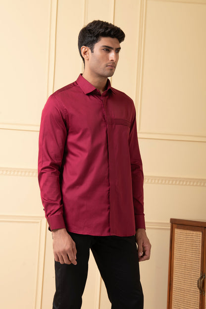 Ragic Red Pintuck Shirt by Hilo Design