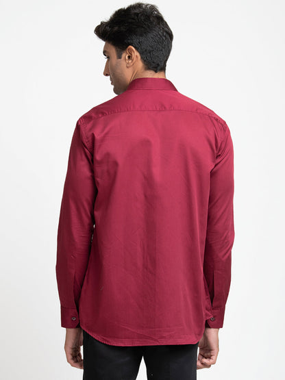 Red Shirt With Black Patch Box Shirt by Hilo Design