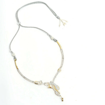 Mominos Fashion Johar Kamal Silver-Plated American Diamond Choker Set