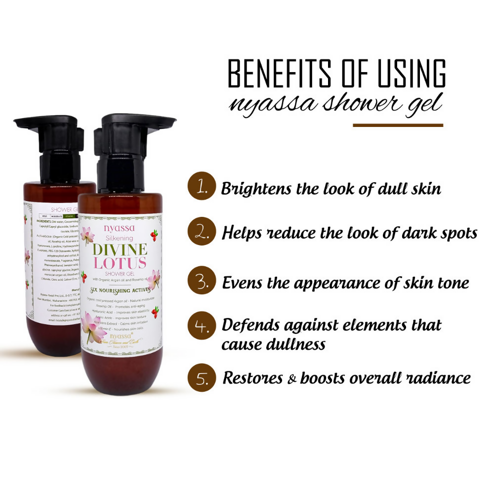 Nyassa Silkening Divine Lotus Shower Gel With Organic Oil And Rosehip Oil