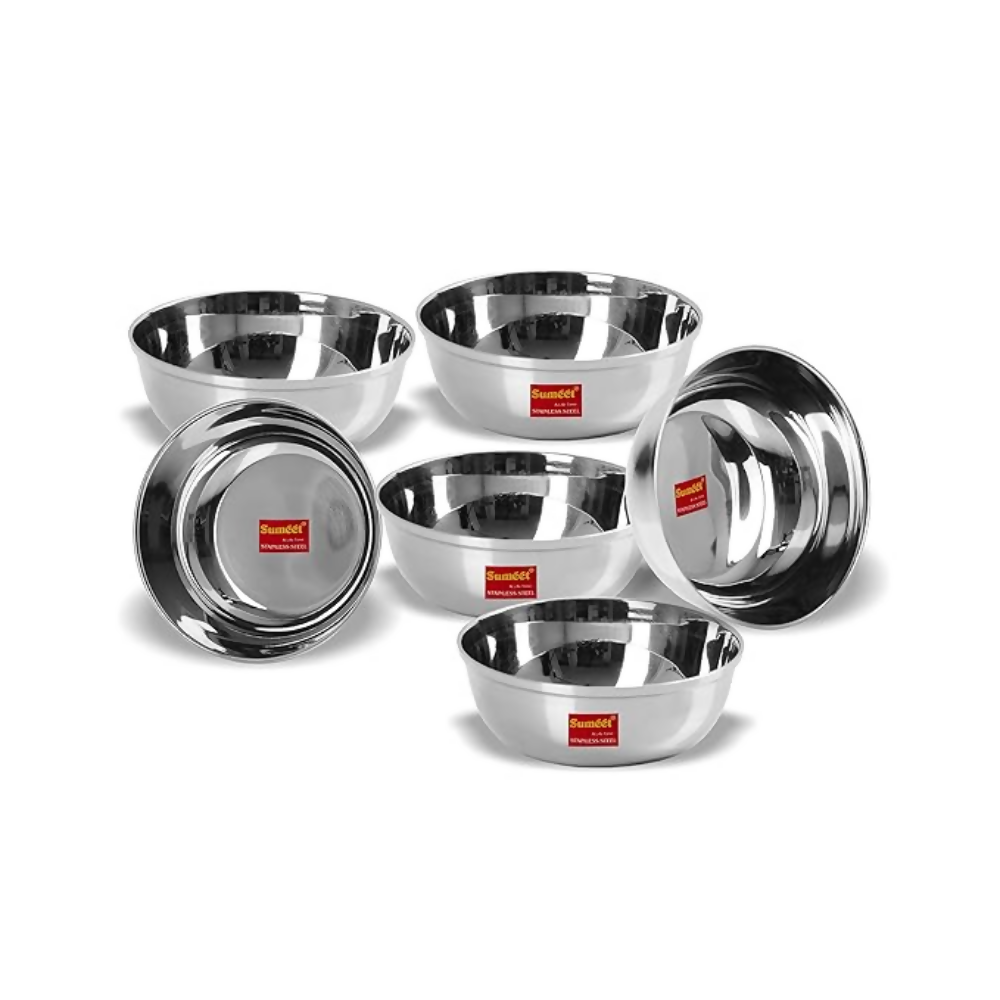 Sumeet Stainless Steel Heavy Gauge Bowl Set/Wati Set With Mirror Finish