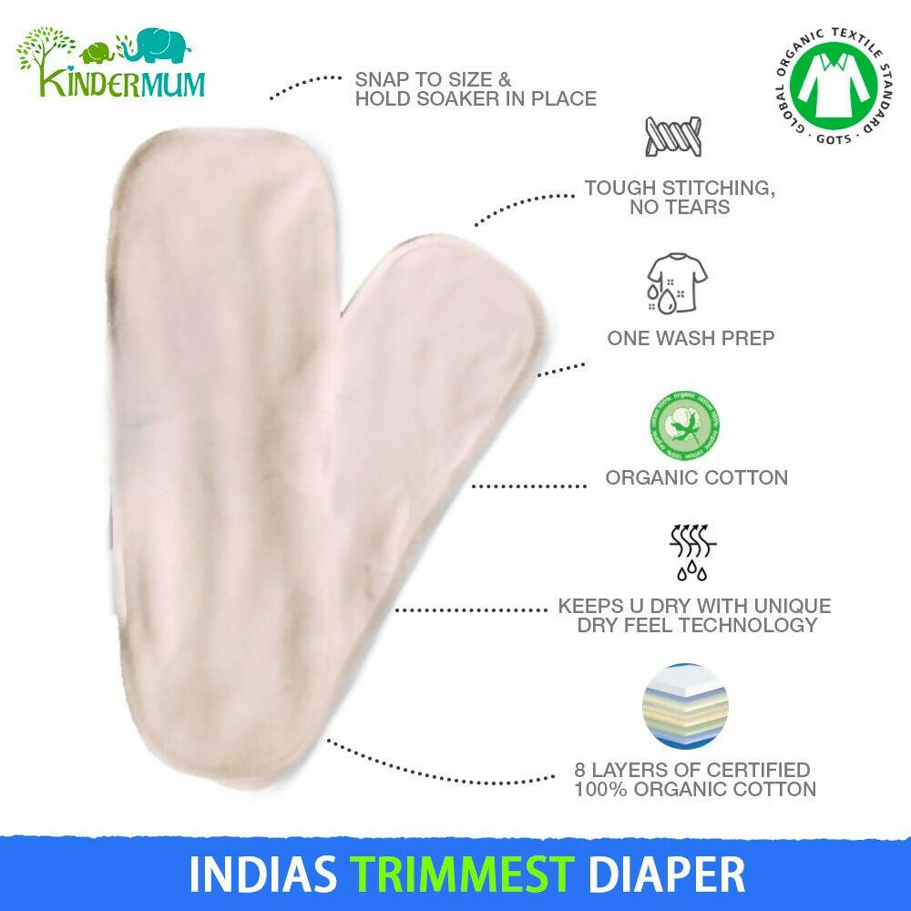 Kindermum Nano Pro Aio Cloth Diaper (With 2 Organic Inserts And Power Booster)-Birdie For Kids