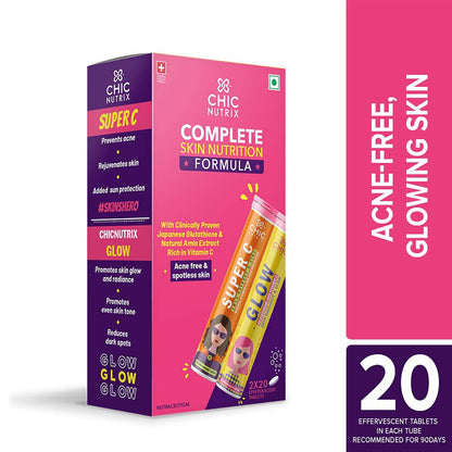 Chicnutrix Glow + Super C – Glutathione & Vitamin C Tablets