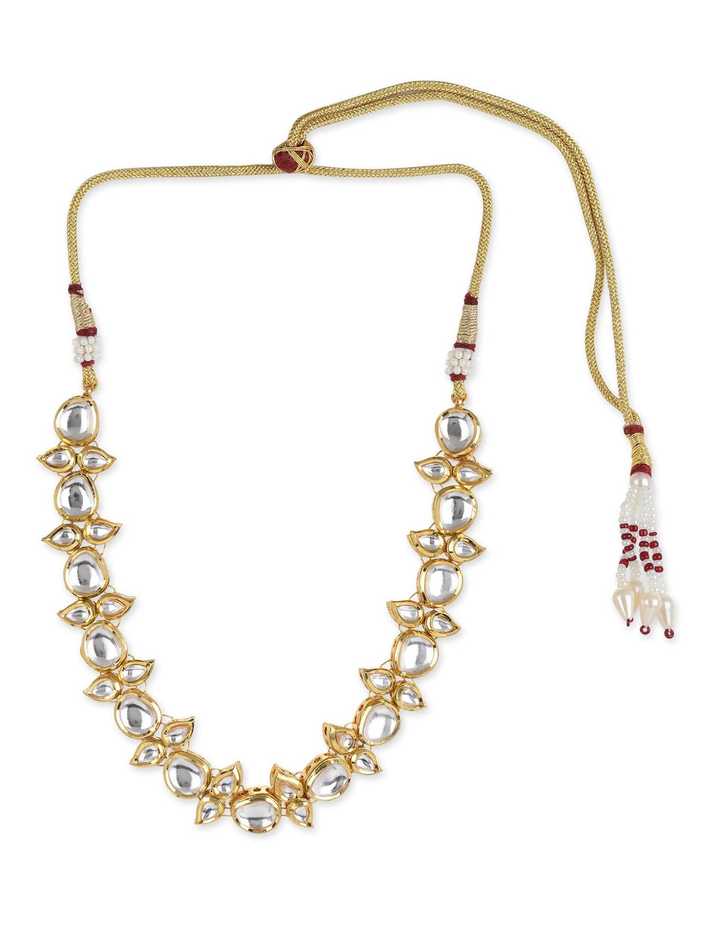 Gold-Toned White Brass Gold-Polished Necklace - Ruby Raang