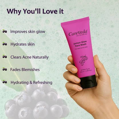 CareVeda Jamun Glow Face Wash For Even Toned Skin Suitable For All Skin Types