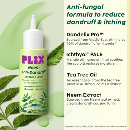 PLIX The Plant Fix Neem Anti-Dandruff Advanced Lotion Reduce Dandruff, Itching & Irritation