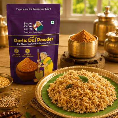 Sweet Karam Coffee Andhra Garlic Dal Powder (Pottu Kadalai Paruppu Podi)