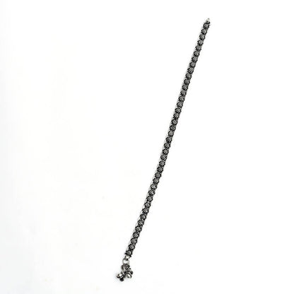Mominos Fashion Kamal Johar Oxidised Silver Regular Anklets