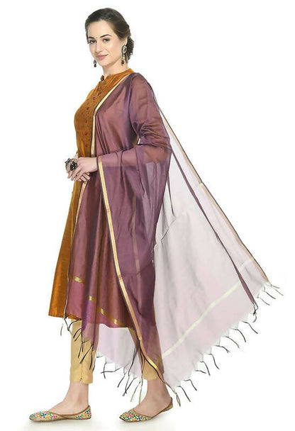 Mominos Fashion Moeza Banarsi Piping Purple Dupatta