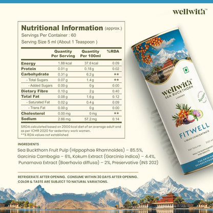 Wellwith Fitwell Juice – Himalayan Sea Buckthorn + Garcinia, Kokum & Punarnava