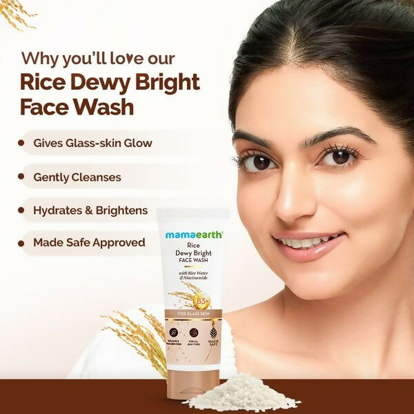 Mamaearth Rice Dewy Bright Face Wash With Rice Water & Niacinamide for Glass Skin