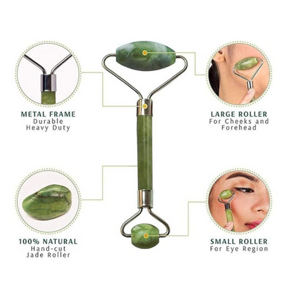 Bronson Professional Jade Roller & Gua Sha Face Neck Dual Head Massage Kit