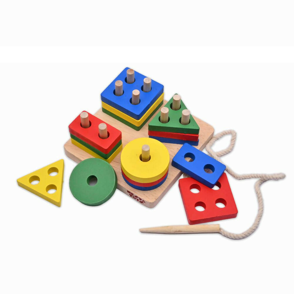 Nesta Toys Shape Sorter | Stacker | Lacing Toy - Multicolor