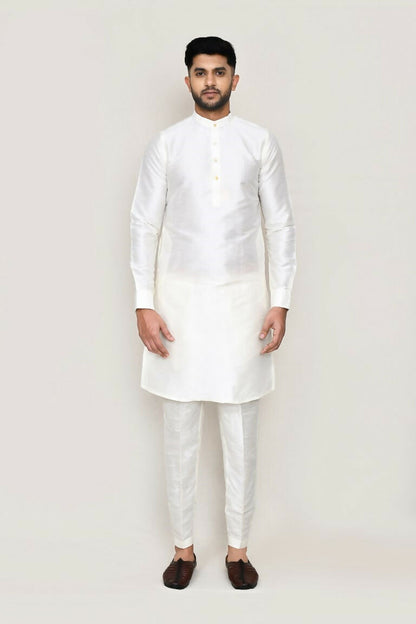 Joban Fashion White Colored Art Silk Fabric Kurta, Jacket With Straight Fit Pant