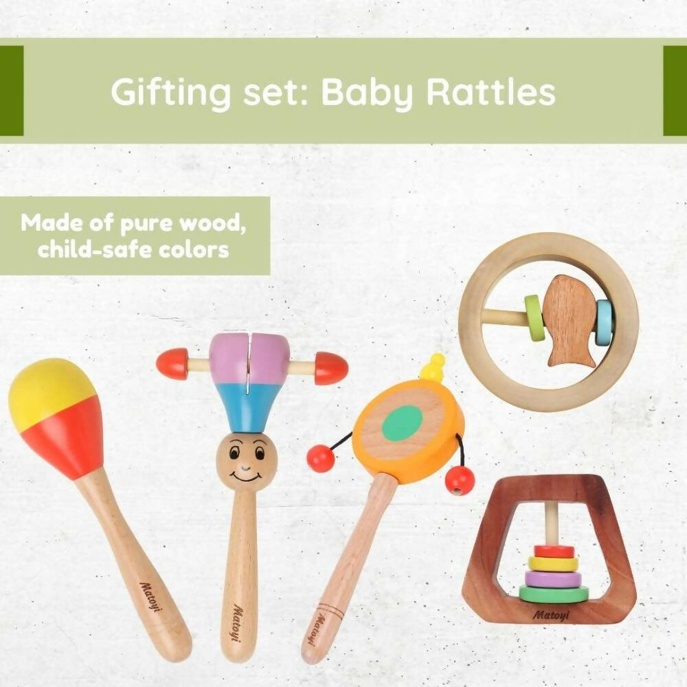 Matoyi Gifting Set - Wooden Baby Rattles