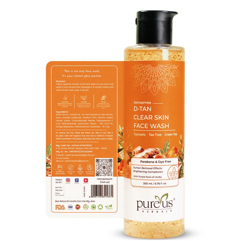 Pureus Herbals Somashree D-Tan Clear Skin Face Wash