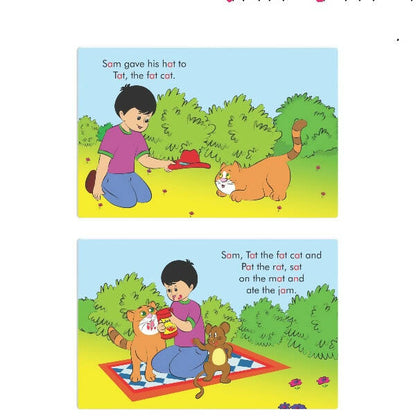 Jolly Kids Large Print Read With Happy Phonics Stories Books Set of 6| Early Year Reading Book| Vowel Sounds Stories Books Ages 3-8 Years
