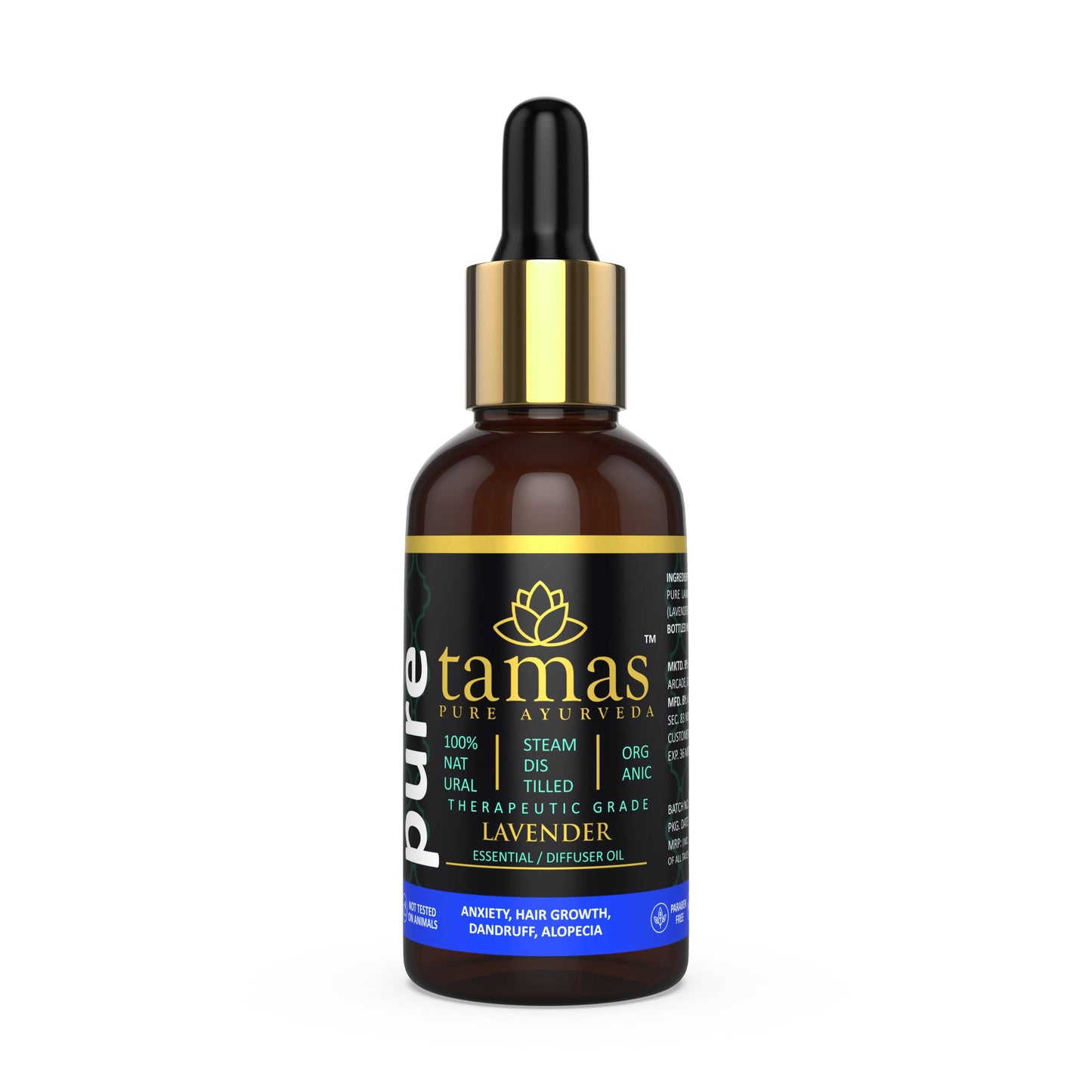 Tamas Pure Ayurveda 100% Organic Lavender Essential Oil India - USDA Certified Organic