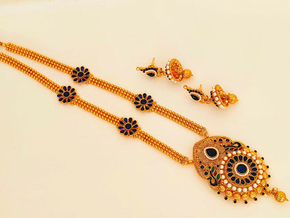 Blue Kemp Long Necklace Set For Weddings