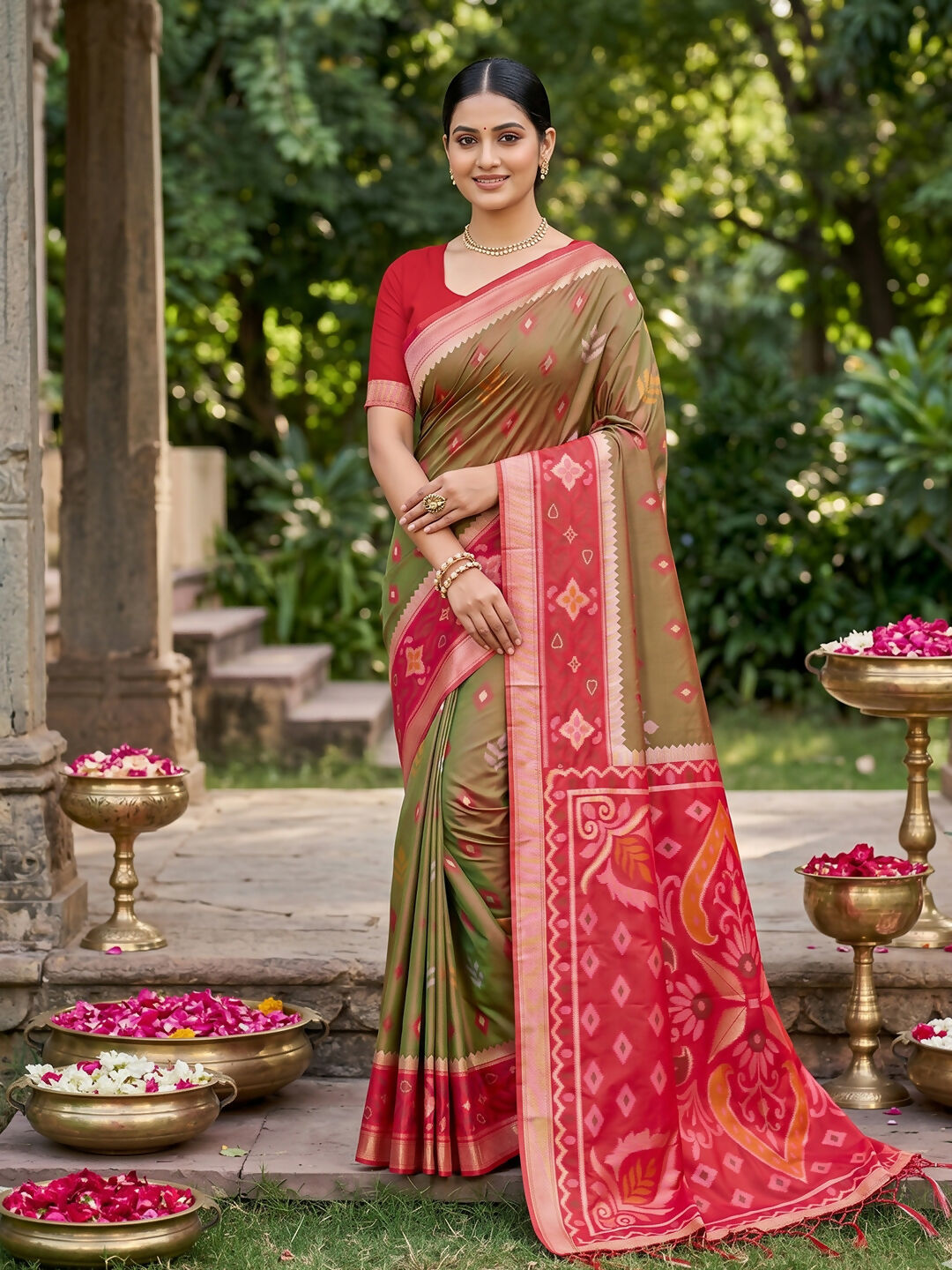 Shree Shyam Fashion Mehndi Soft Silk Saree