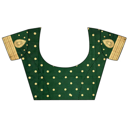 Joban Fashion Bottle Green Motifs Zari Weaving Soft Silk Banarasi Saree