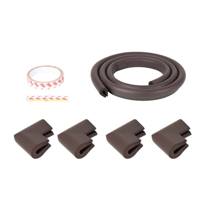 Safe-O-Kid Unique High Density 2 Mtr Long U - Shaped 4 Edge Guards With 16 Corner Cushions - D.Brown