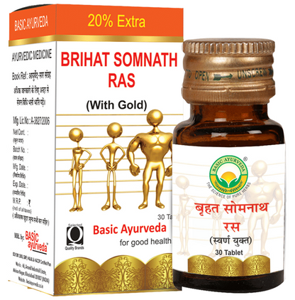 Basic Ayurveda Brihat Somnath Ras (With Gold)