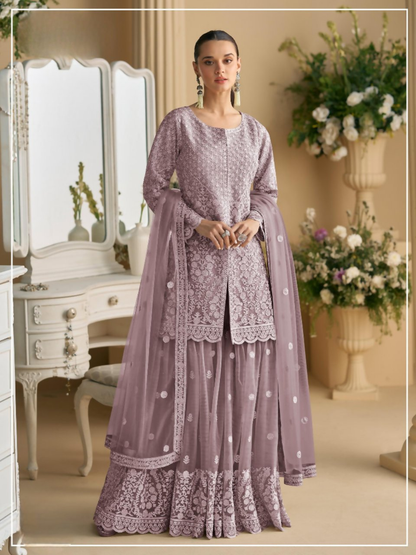 Anaita Purple Heavy Net Readymade Suit with Embroidery & Sequence Work