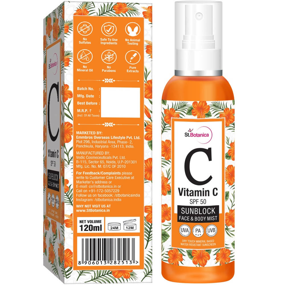 St.Botanica Vitamin C SPF 50 Sunblock Face & Body Mist - 120 ml