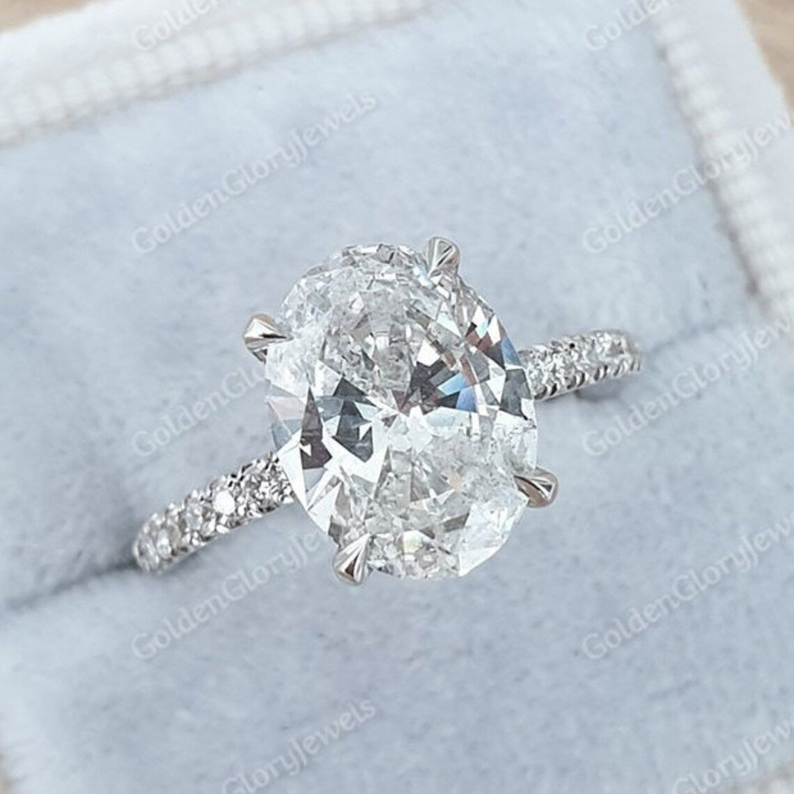 2.5 Ct Oval Cut Moissanite Ring, Moissanite Oval Engagement Ring, Moissanite Hidden Halo Wedding Proposal Ring