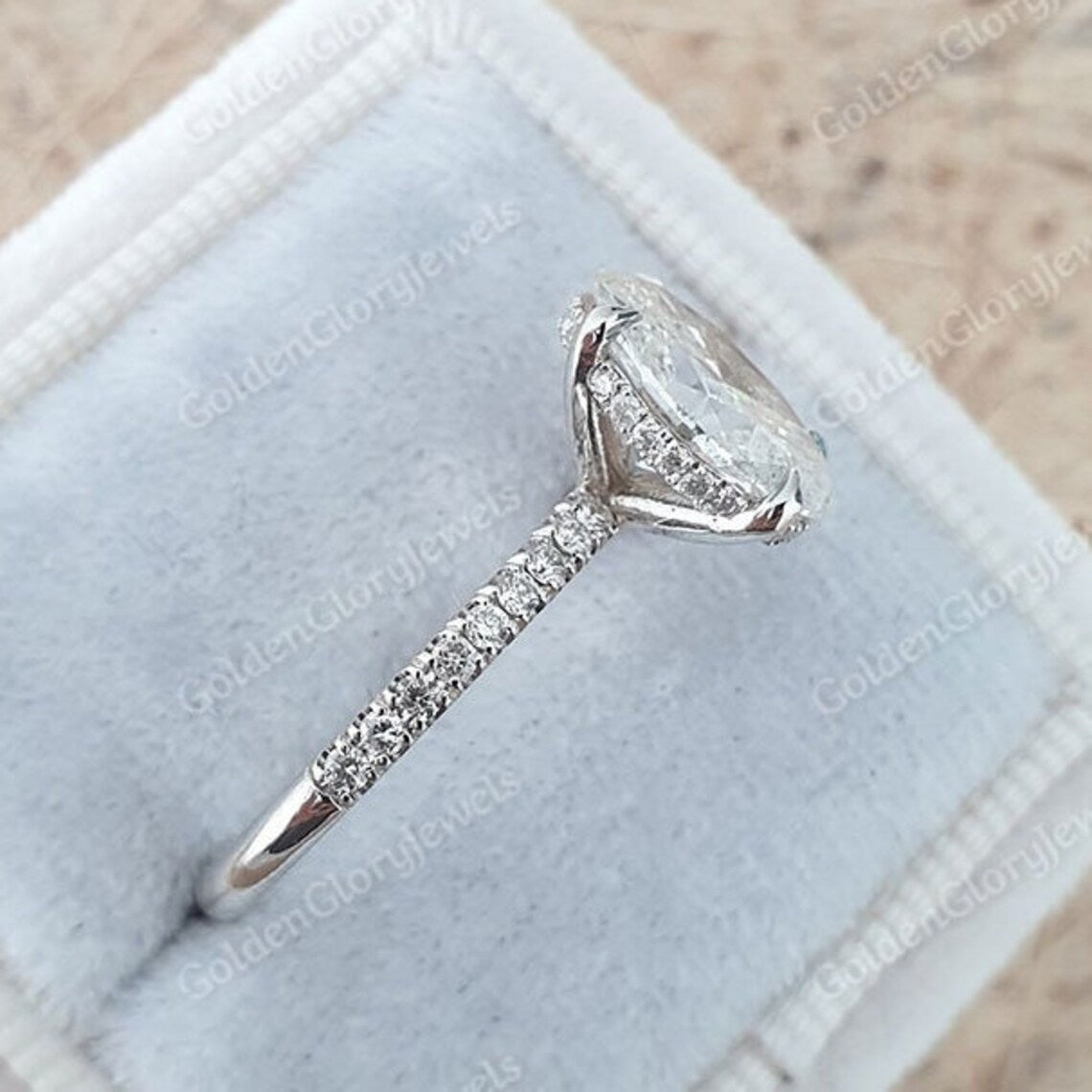 2.5 Ct Oval Cut Moissanite Ring, Moissanite Oval Engagement Ring, Moissanite Hidden Halo Wedding Proposal Ring