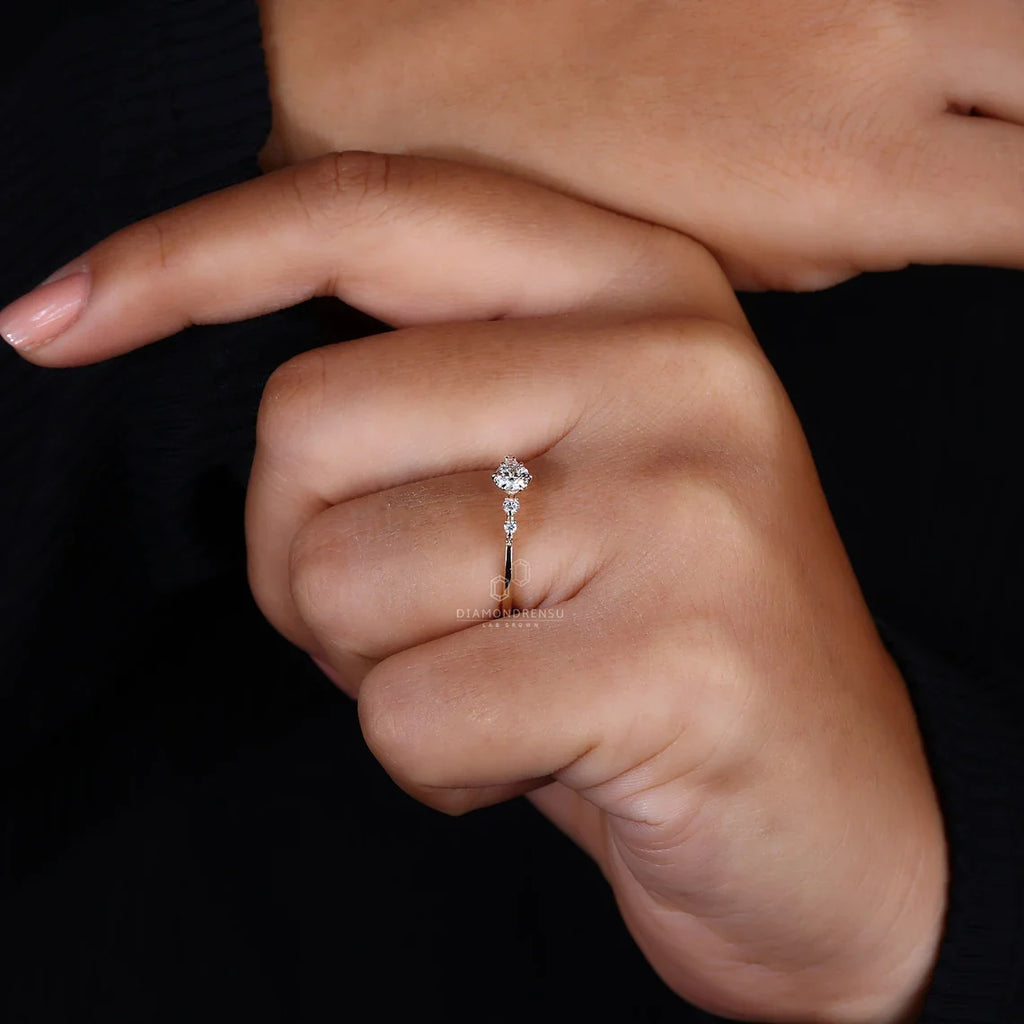 Dainty Round Lab Grown Diamond Promise Ring, Diamond Set in Claw Prongs, Diamond Engagement Ring for Women, Ring in Yellow, White, Rose Gold