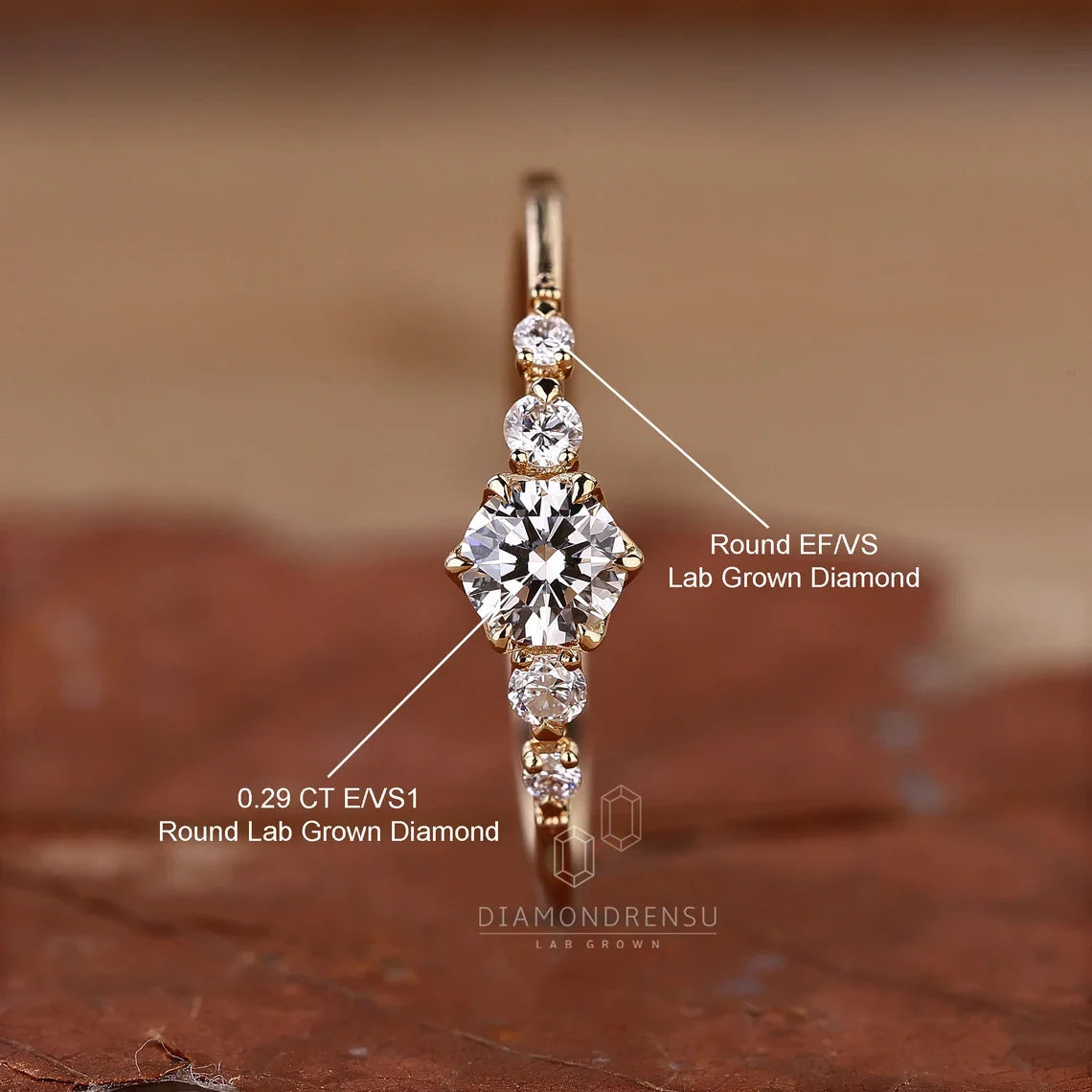Dainty Round Lab Grown Diamond Promise Ring, Diamond Set in Claw Prongs, Diamond Engagement Ring for Women, Ring in Yellow, White, Rose Gold