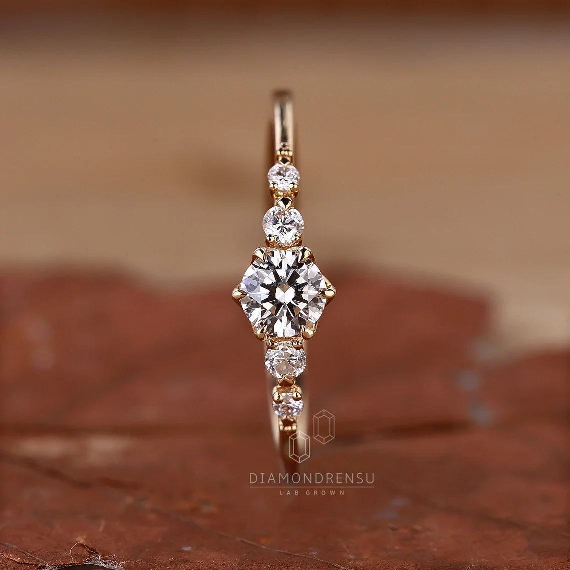 Dainty Round Lab Grown Diamond Promise Ring, Diamond Set in Claw Prongs, Diamond Engagement Ring for Women, Ring in Yellow, White, Rose Gold
