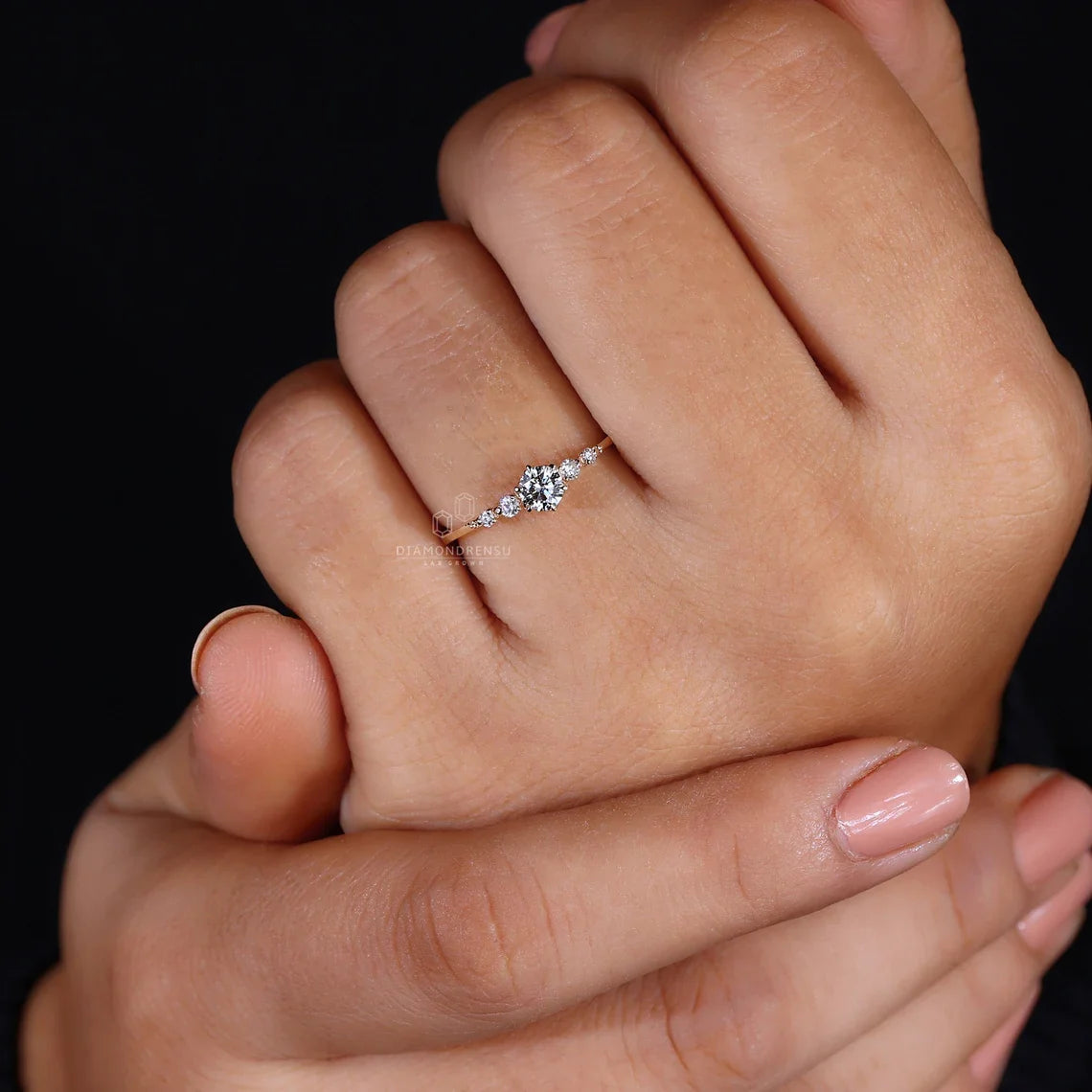 Dainty Round Lab Grown Diamond Promise Ring, Diamond Set in Claw Prongs, Diamond Engagement Ring for Women, Ring in Yellow, White, Rose Gold
