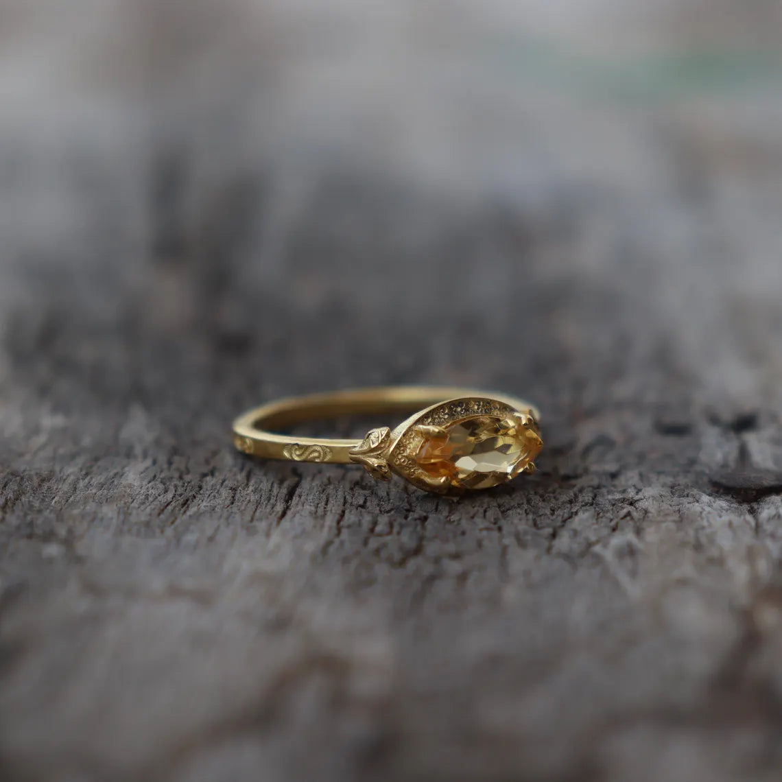 Genuine 14k Vermeil Citrine Ring ~ 925 Sterling Silver Wedding Anniversary Gift Ring For Women's ~ Handmade November Birthstone Dainty Ring