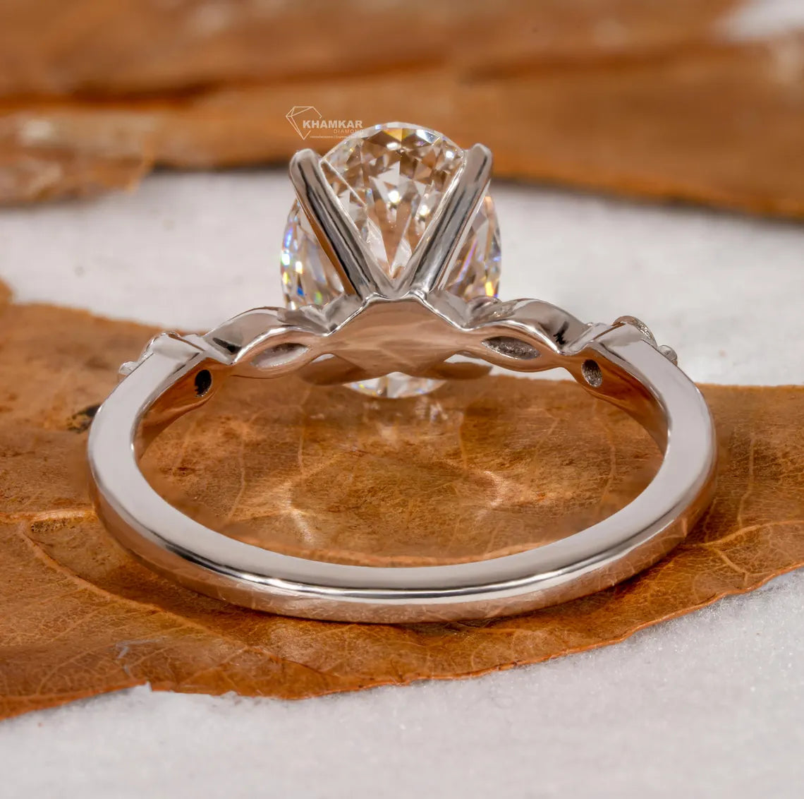 2.00Ct Oval Cut Lab Grown Diamond Engagement Ring,Side Marquise and Round Diamonds,Wedding Ring For Her,5 Stone Ring,Anniversary Ring