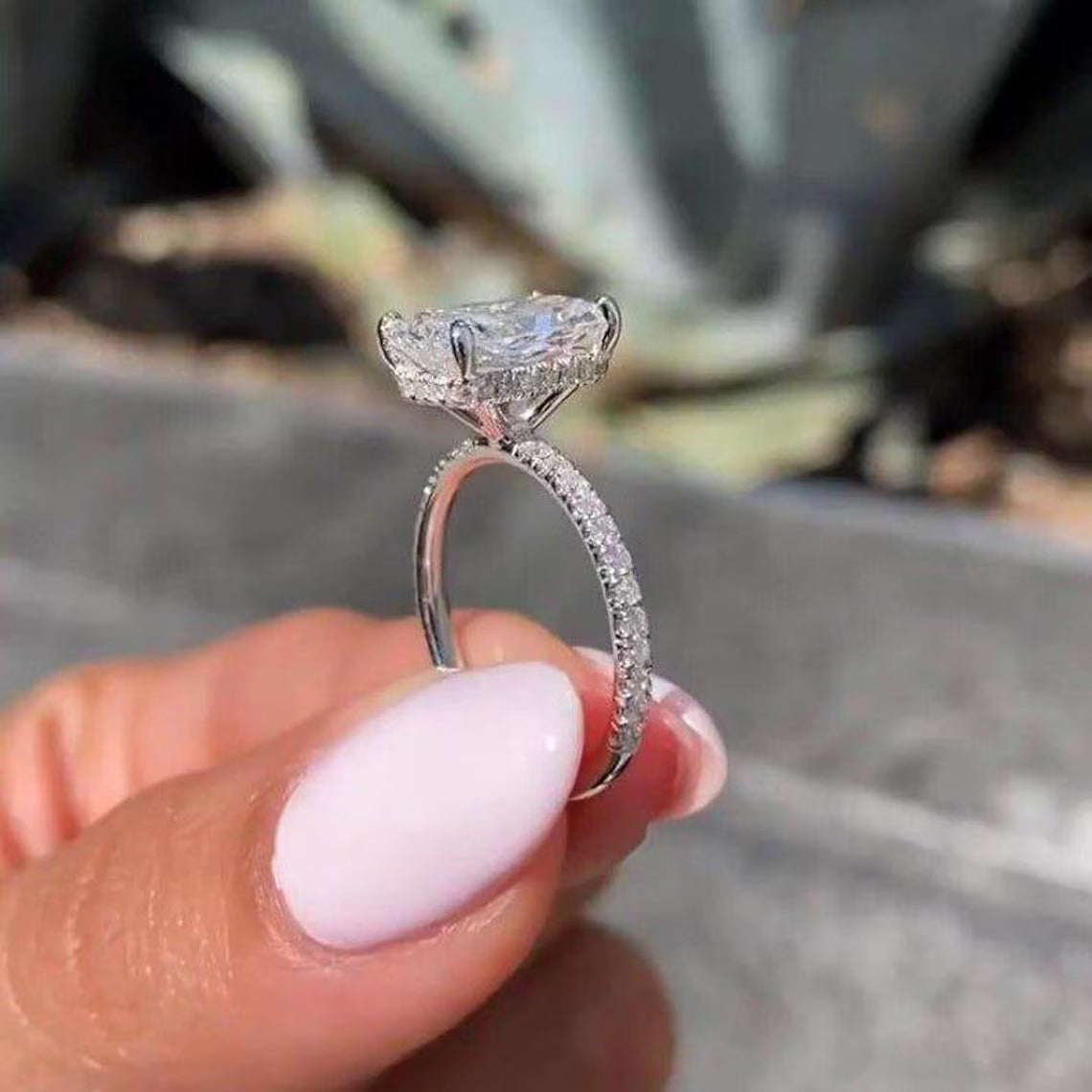 Hidden Halo Moissanite Engagement Diamond Ring 14K Gold Ring Promise Ring Unique Moissanite Wedding Ring 3 CT Radiant Cut Solitaire Rings