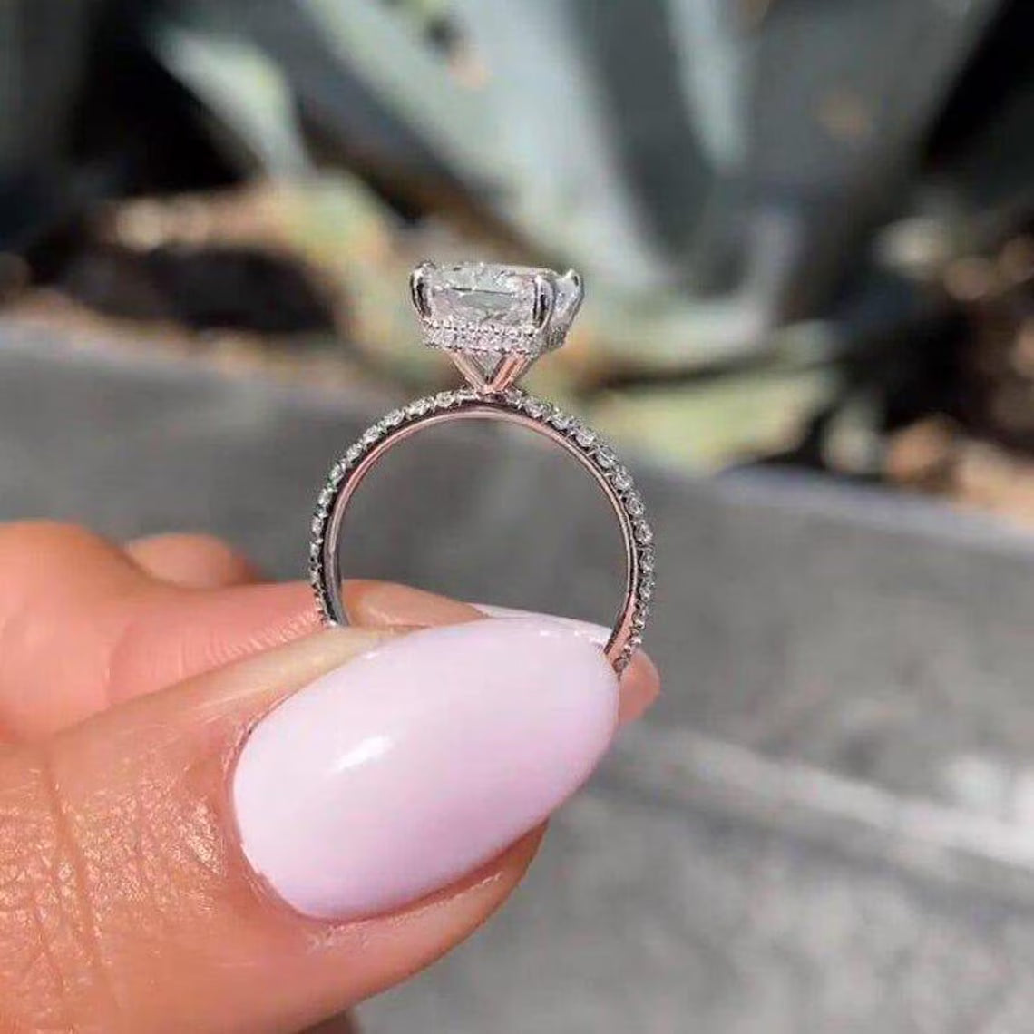Hidden Halo Moissanite Engagement Diamond Ring 14K Gold Ring Promise Ring Unique Moissanite Wedding Ring 3 CT Radiant Cut Solitaire Rings