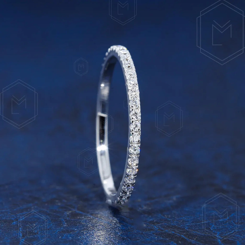1.3MM Full Eternity Band Moissanite Wedding Band White Gold Band 14K gold Band Anniversary Band Matching Band, wedding gifts