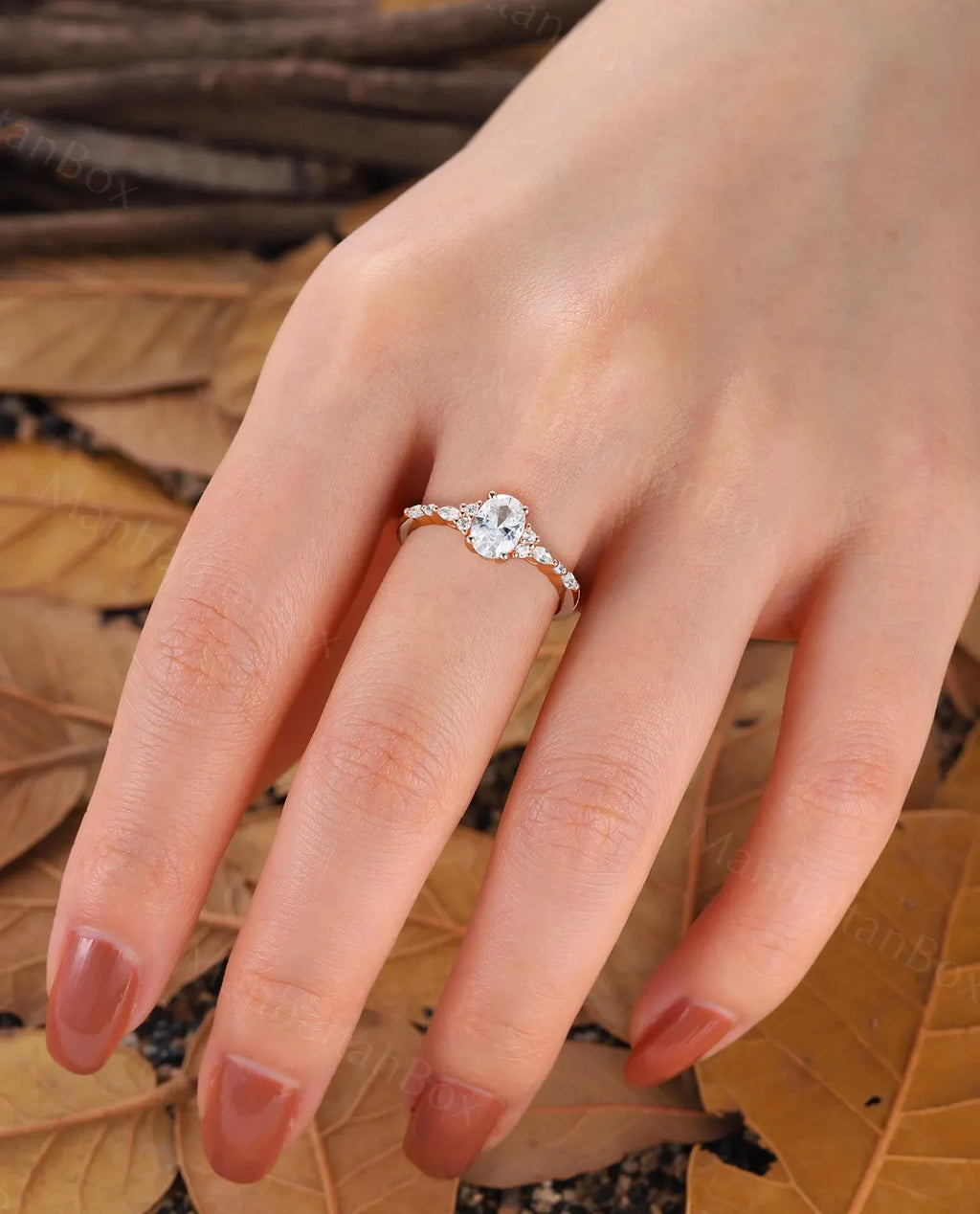 Diamond Engagement Ring - Moissanite Wedding Ring - Vintage Rose Gold Ring