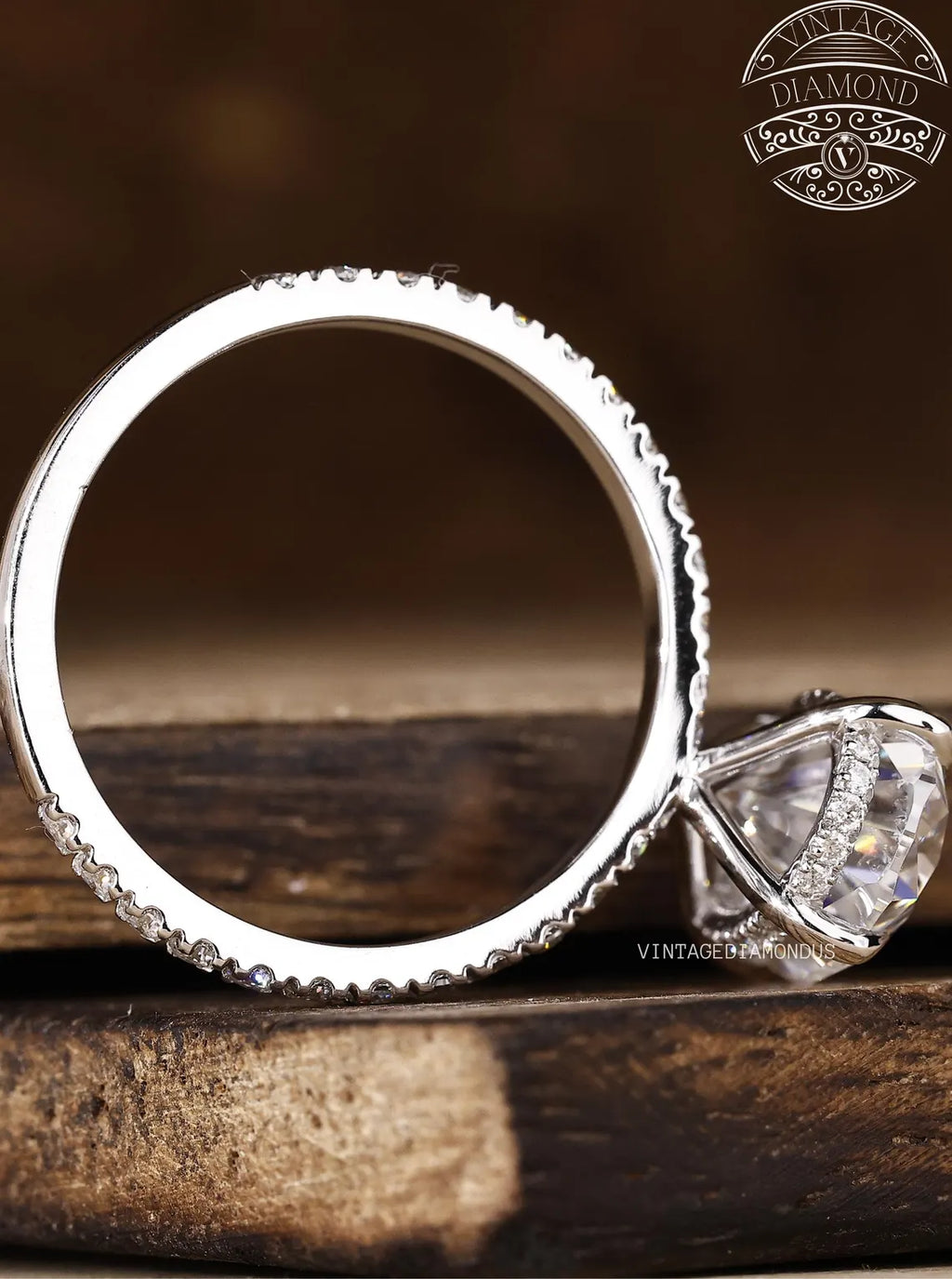 4.0CT Classic Vintage Style Oval Moissanite Ring, Oval Cut Solitaire Diamond Ring, Gorgeous Hidden Halo Anniversary Ring, White Gold Ring