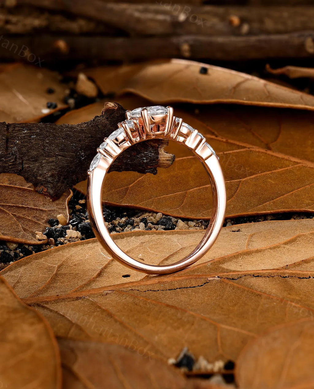 Diamond Engagement Ring - Moissanite Wedding Ring - Vintage Rose Gold Ring