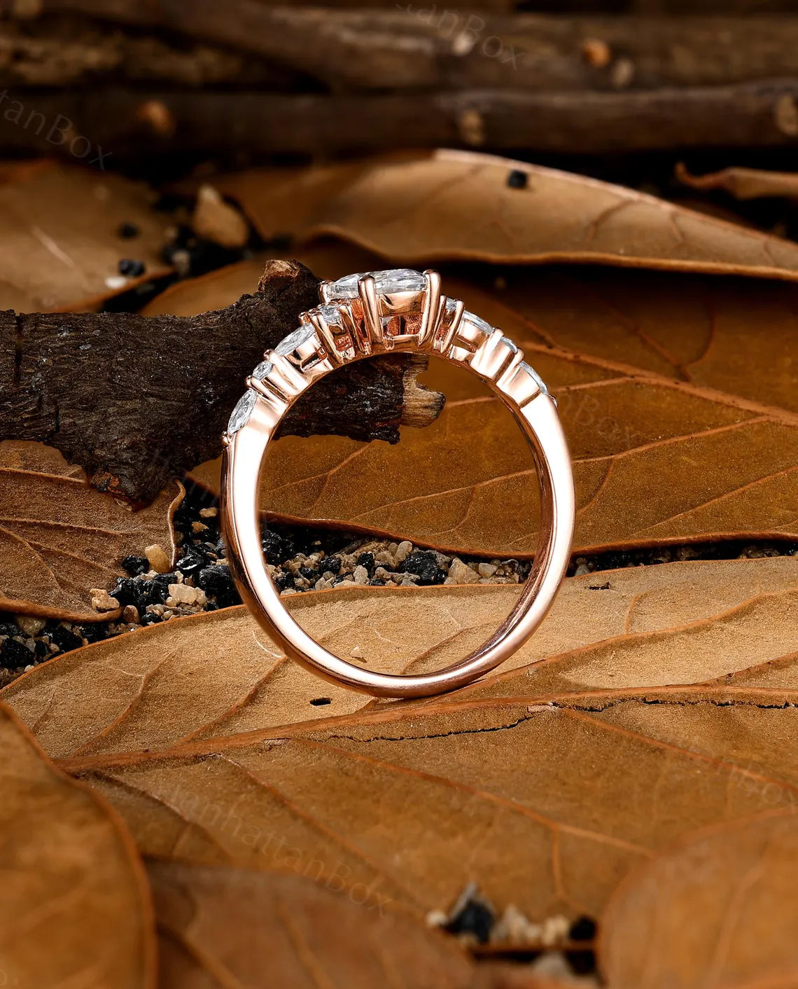 Diamond Engagement Ring - Moissanite Wedding Ring - Vintage Rose Gold Ring