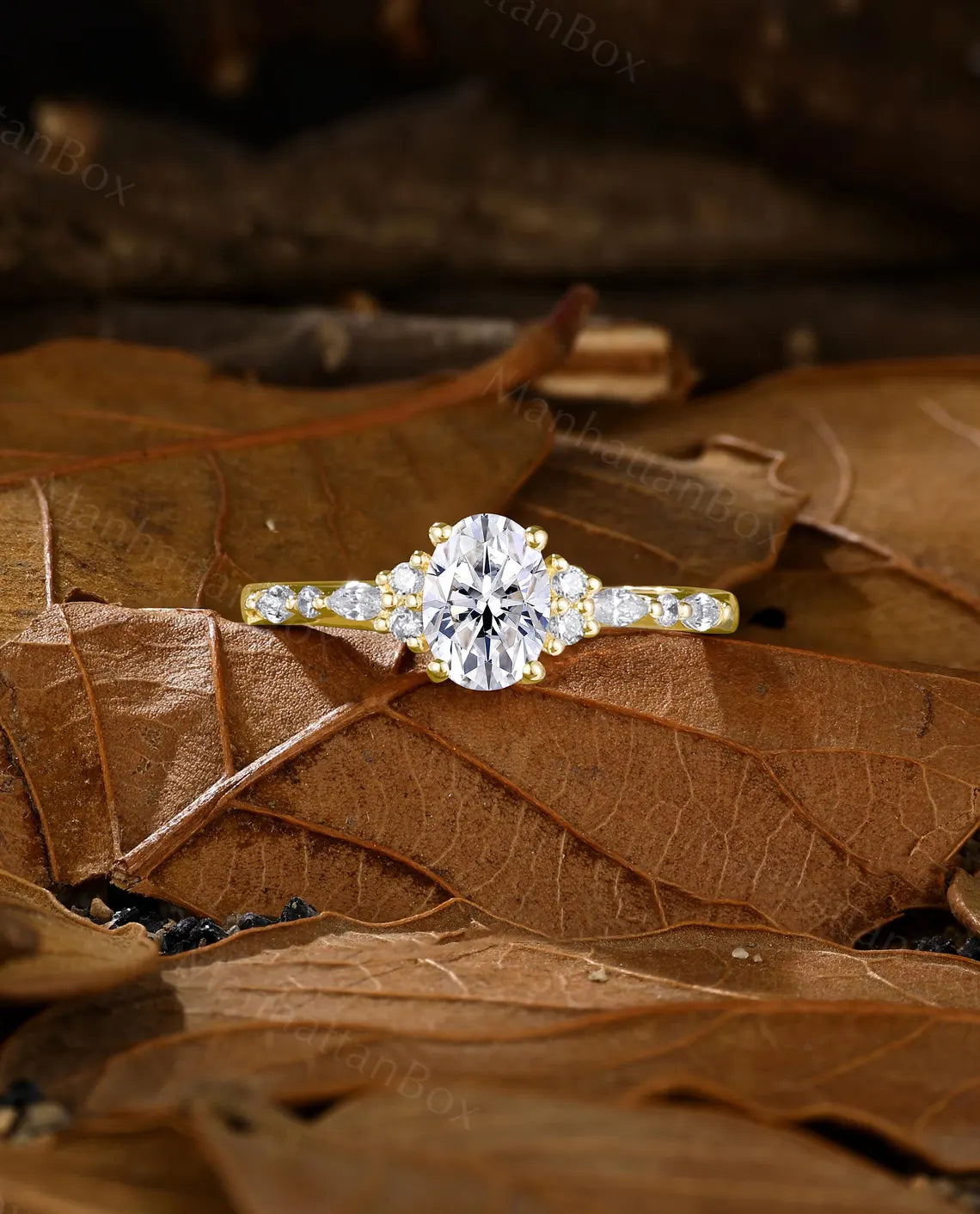 Diamond Engagement Ring - Moissanite Wedding Ring - Vintage Rose Gold Ring