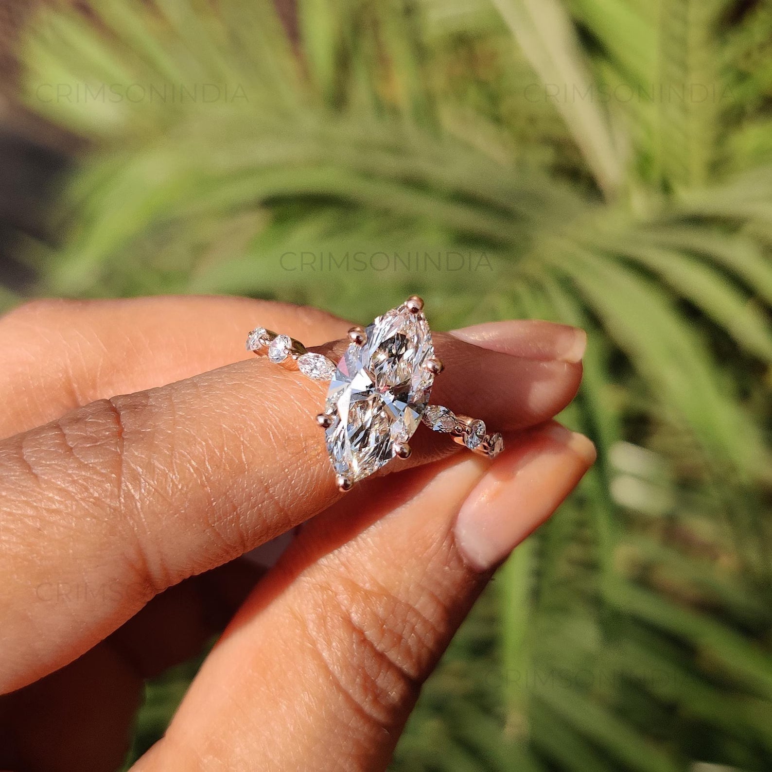 2.5 CT Marquise Moissanite Engagement Ring, 14K Solid Gold Ring, Half Eternity Ring, Six Prong Solitaire Ring For Women, Anniversary Gift