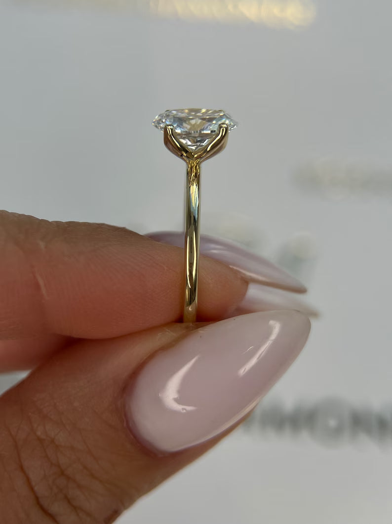 Tulip Design 1.5 Carat D color VVS1 Clarity Oval Excellent Cut Lab Grown Diamond Solitaire Engagement Ring 14k Yellow Gold