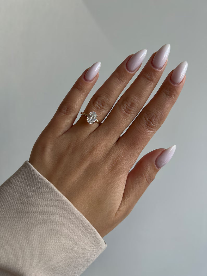 Tulip Design 1.5 Carat D color VVS1 Clarity Oval Excellent Cut Lab Grown Diamond Solitaire Engagement Ring 14k Yellow Gold